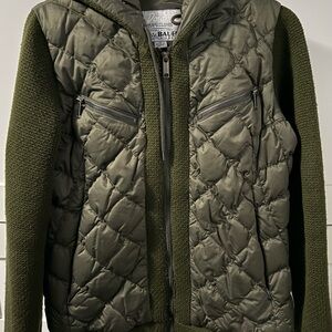 Eddie Bauer Olive Quilted Jacket with Knit Sleeves
